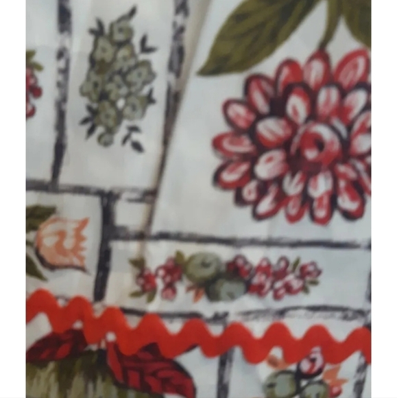 VTG SILIN'S floral HALF apron button MUSCOGEE hand towel RICK RACK coastal chic - Picture 5 of 5